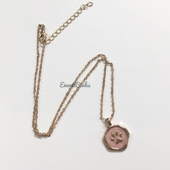 ✨3for$38 New Minimalist Paw Print Gold & Pink Charm Necklace - Picture 8 of 14